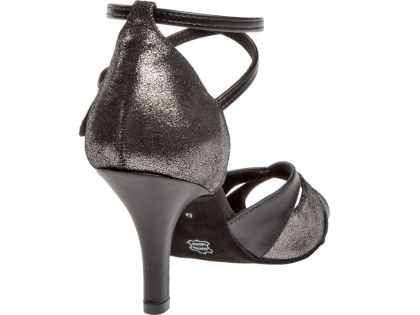 The material mix black leather and platin velor gives the dance shoes a noble look.